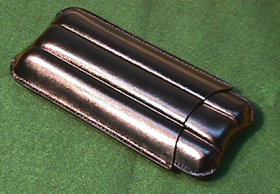 Black Leather 3 Finger Cigar Case