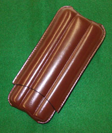 Brown Leather 3 Finger Cigar Case